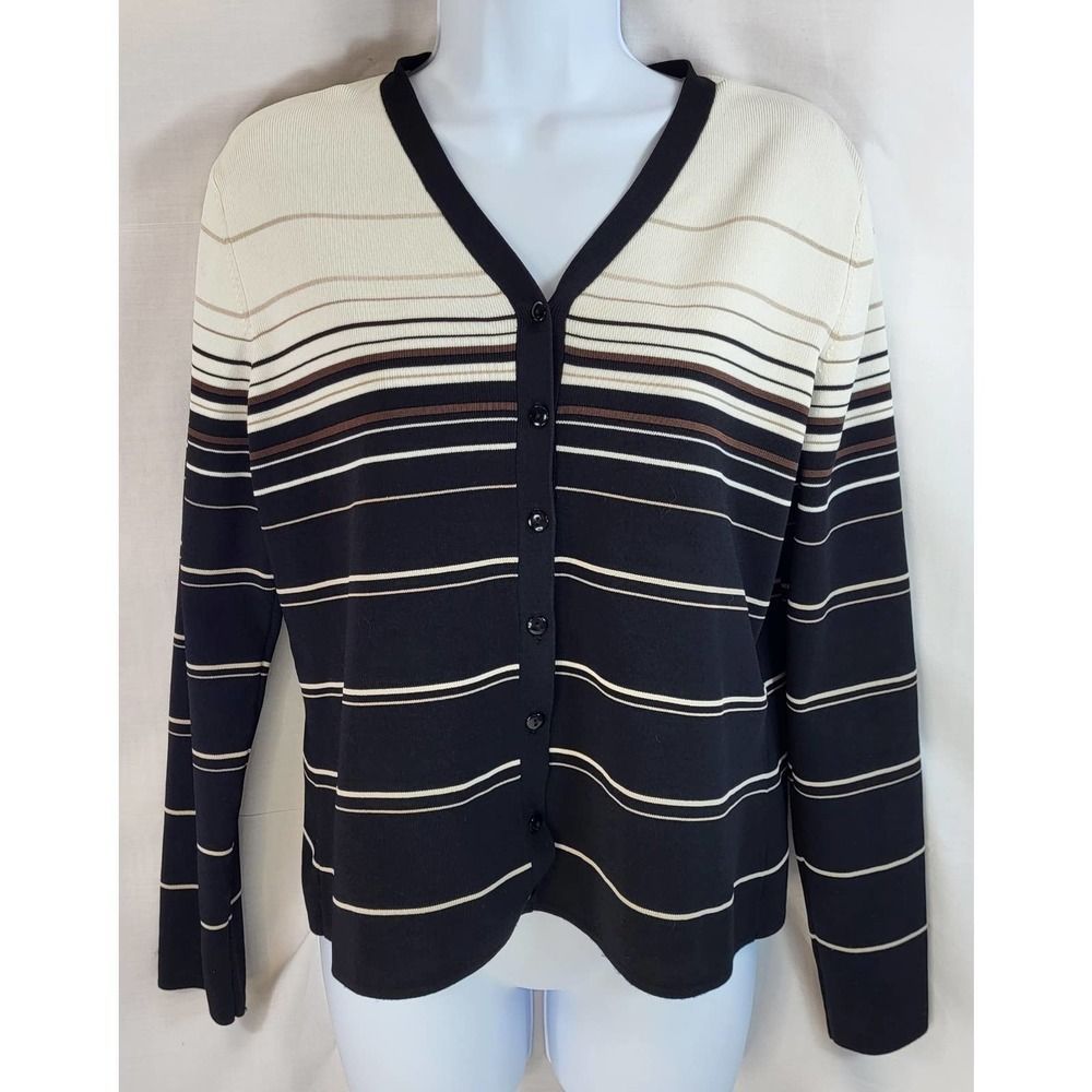 Croft and Barrow Womens L Button Down Long Sleeve Multi Color Preppy Cardigan